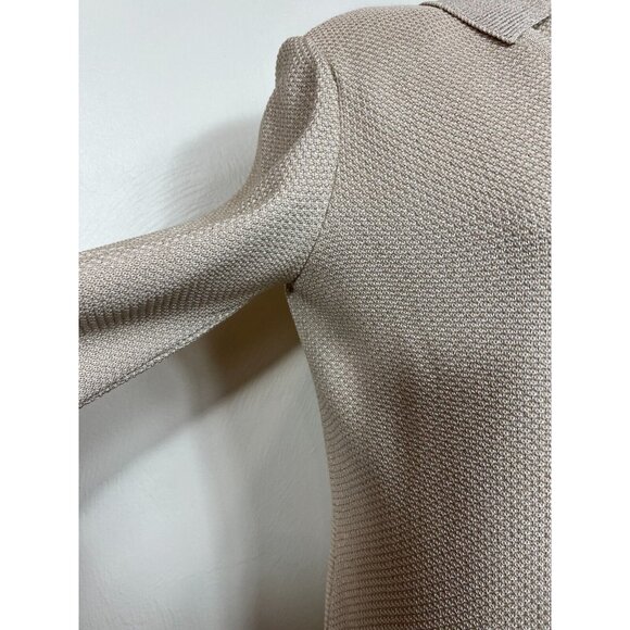 St. John Womens Tan Three Piece Button Up Knit Set Size 6 8 Sparkle Quiet Luxury - Picture 2 of 16